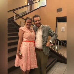 Jovani Pink White Sparkly Fit & Flare Dress